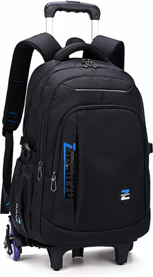 gustave Rolling School Backpack with Detachable 6 Wheel Stand for Kids Ages 6 to 12 24.1 L Trolley Backpack(Black)