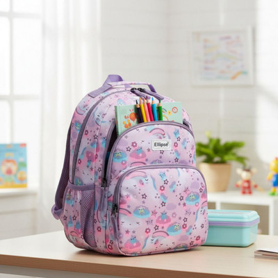 Ellipse backpack Cute galaxy-themed print featuring stars, moons, 36 L Backpack(Purple)