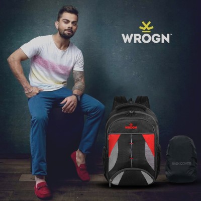 WROGN Large 35 L Laptop Backpack unisex Spacy with rain cover and reflective strip 35 L Backpack(Black)