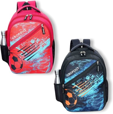 CROPOUT Kids Bag Backpack School Bag Combo Kids Bag Multicolor Bag Pack Of 2 Bag 22 L Backpack(Red, Black)