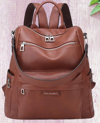 WomenBuzz Backpack Purse for Women Convertible Travel Vintage PU Leather Shoulder Bag 25 L Backpack(Brown)