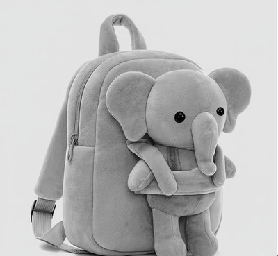 UDHNA Grey Elephant Plush School Bag – Lightweight & Comfortable for Kids 12 L Backpack(Grey)