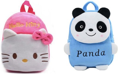 Bluemoon Soft Toy Bag Hello Kitty & Panda Plush Bag For Cute Kids 2-5 Years Plush Bag 11 L Backpack(Multicolor)