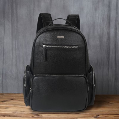 Veneer Casual Vegan Leather Travel Office College Daytrip YKK Zippers Unisex Backpack 45 L Laptop Backpack(Black)