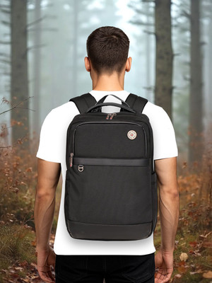 SWISS MILITARY Wesely Polyester 15.6 Laptop Screen Stylish Laptop Backpack 16L Nevy 16 L Laptop Backpack(Black)