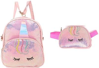 AashiyaTrades sequin bag+sequin uni waist 14 L Backpack(Pink)