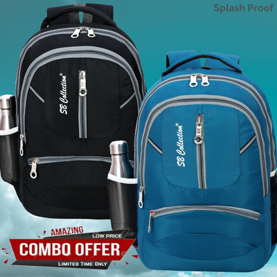 SBCOLLECTION Premium WaterProof Bags (Combo of 2) for Daily Commute of School College Office 32 L Laptop Backpack(Black, Green)