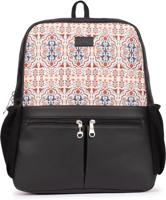 ZOUK Agra Floral Office Backpack 16.5 L Laptop Backpack(Black)