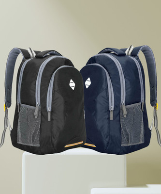 zikrefast ZF Pack of 2 Combo Pack Backpack Premium Quality School/Casual 35 L Backpack(Black, Blue)