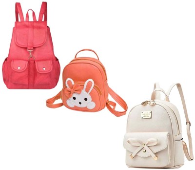 QUASHIMI COLLECTION BP-35-red-2bl+orng-micky+crm-tei-pitthu-cmbo 6 L Backpack(Red, Orange, White)