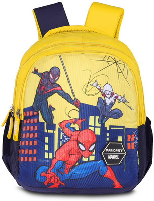 Priority 14 Inch Marvel Spiderman Printed School Yellow 18 L Backpack(Yellow)