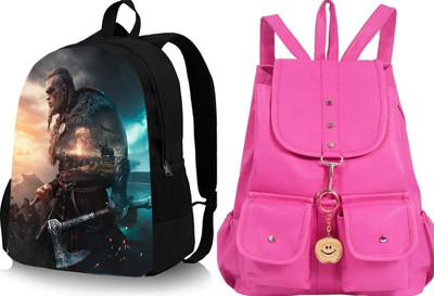 khatushyam collection A_DGTL-014_@@_1PC & PNK-4PKT-BACKPACK-SINGLE_abc 30 L Backpack(Black, Pink)