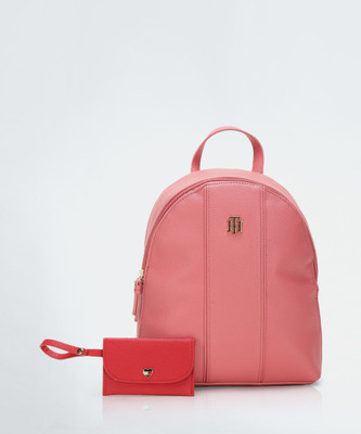 TOMMY HILFIGER CHLOE II - VALENTINE-ENGLISH PINK-MINI BACKPACK W/ POUCH-PEBBLE PVC 5 L Backpack(Pink)