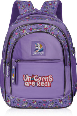 Priority 16 inch Precious 006 Unicorn Printed Lavender 27 L Backpack(Purple)