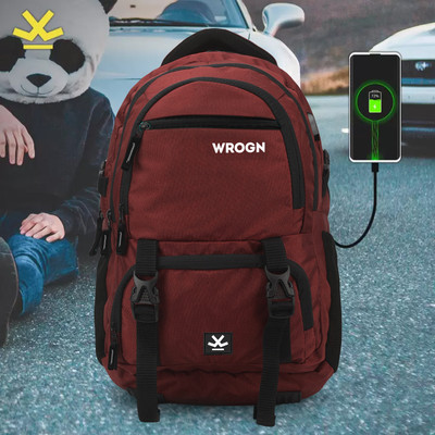 WROGN Large 40 L Laptop Backpack Unisex Backpack With USB Port And Rain Cover  (Maroon) For Rs. 499 @ 86 %