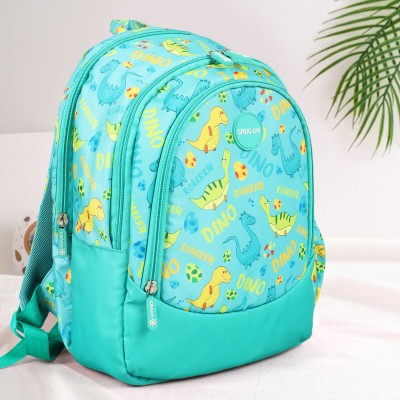 NOVEX / Snug-on Dino Printed Kids School Bag For Boys / Kids Backpack - 15 Inch 15 L Backpack(Green)