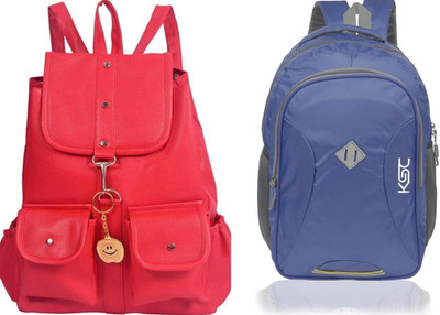khatushyam collection A_RED-4PKT-BACKPACK-SINGLE & SCHLMAN-BLUE-1PC_abc 30 L Backpack(Red, Black)