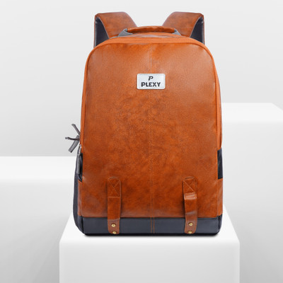 PLEXY Faux Leather Water Resistant Anti Theft Laptop Backpack 40 L Laptop Backpack(Tan)