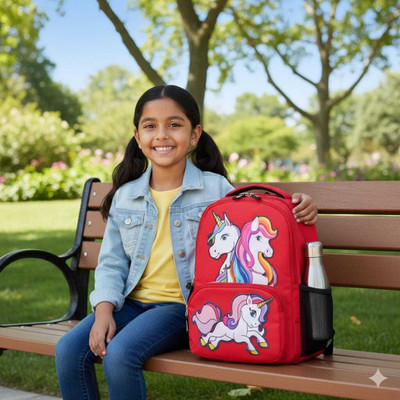 IckonicWorld IW, TRENDY, STYLISH 25L Backpack for 0 to 5 Class Child's 25 L Backpack(Red)