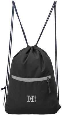 H-Hemes Drawstring Backpack Small Bag Gym Bag for Women & Men With Front Zipper Pocket 12 L Backpack(Black, Grey)