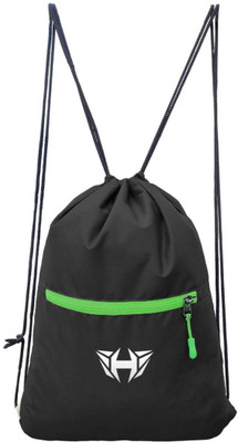 HMFURRYS FINEST Drawstring Backpack Small Bag Gym Bag With Front Zipper Pocket_18 12 L Backpack(Black, Green)