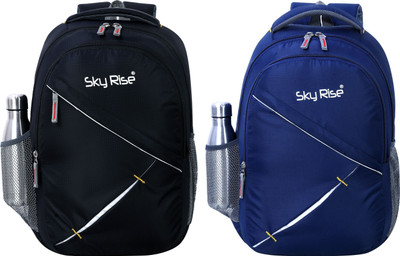 SKY RISE Laptop Backpack 35 L Laptop Backpack(Black, Blue)