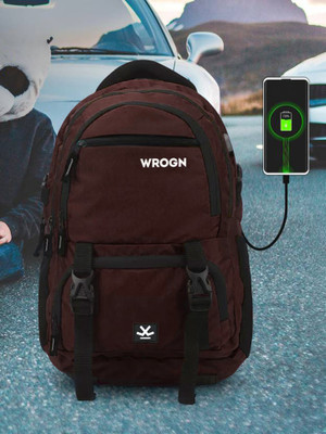 WROGN ASPHER Unisex With USB port and Rain cover 40 L Laptop Backpack(Brown)