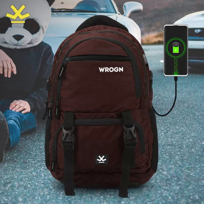 WROGN ASPHER Unisex With USB port and Rain cover 40 L Laptop Backpack(Brown)