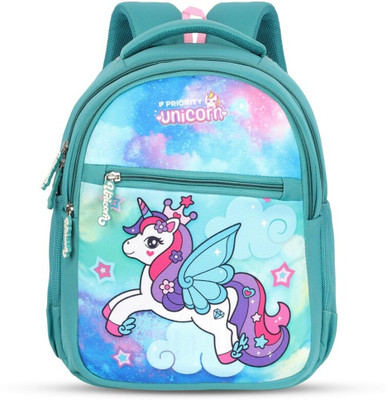 Priority 14 Inch Unicorn Printed Mint Green School 21 L Backpack(Green)