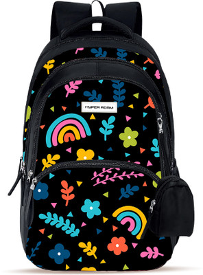 Hyper Adam School Bags For Kids Casual College Bags For Boys & Girls With Extra Pouch 35 L Backpack(Black, Multicolor)