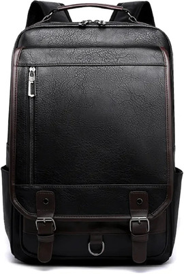 Happykids Stylish SyntheticLeather Backpack 15inch Laptop Large Capacity 15 L Backpack(Black)