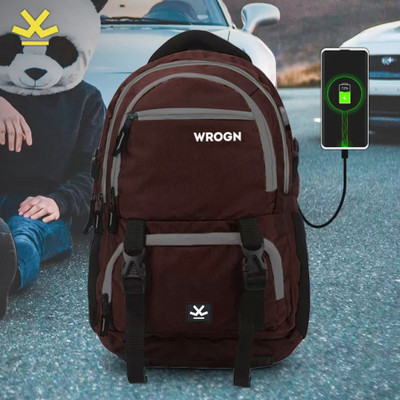 WROGN ASPHER Unisex With USB port and Rain cover 40 L Laptop Backpack(Brown)