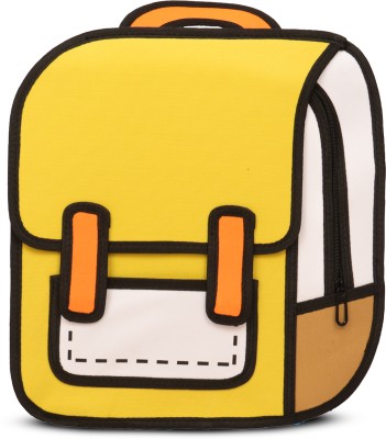 REDHORNS 3D Jump Style 2D Drawing Backpack Anime Cartoon School Bag Comic Bookbag 20 L Backpack(Yellow)