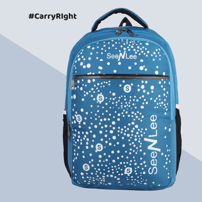 SeeNLee Silver Zipper Unique Dotted Design Casual Bag 28 L Backpack(Blue)