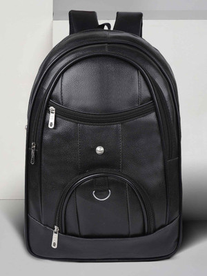 Romofy Casual Vegan Leather Office College Shoulder Business Unisex 35 L Laptop Backpack(Black)