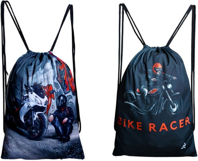 Fab C Printed Dori Drawstring Polyester Backpack for Sports/ Gym/Yoga/Casual 16 L Backpack(Blue)