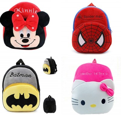 Social Syappa Pack Of 4 Kids Bags Micky Spiderman Batman and Kitty for School /Boys/Girls 10 L Backpack(Multicolor)