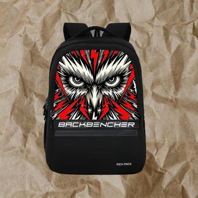 RICHPACK Backbencher Owl print Laptop Backpack | Stylish & Durable School/College Bag 25 L Backpack(Black)