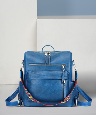 WomenBuzz Fashion Shoulder Multipurpose Knapsack Convertible Top Handle Detachable Bag 24 L Backpack(Blue)