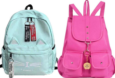 Plama A_CT_GRN_@_1 & PNK-4PKT-BACKPACK-SINGLE_abc 30 L Backpack(Green, Pink)