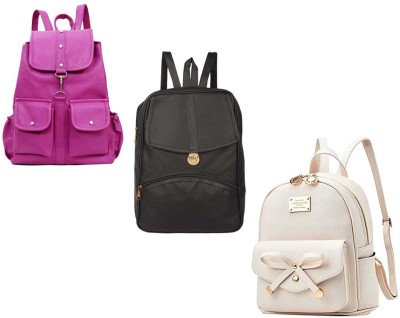 QUASHIMI COLLECTION HB-27-prpl-2bl+blk-psh-lck+crm-tei-pitthu-cmbo 6 L Backpack(Purple, Black, White)