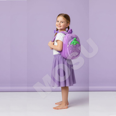 MOSU Soft Plush Cartoon Kids School Bag Boys & Girls (1–6 Yrs) Nursery, UKG, NKG 10 L Backpack(Purple)