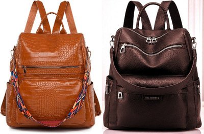 Spinsell Women's Stylish Backpack for College Office Travel Anti Theft 25 L Backpack(Tan, Brown)