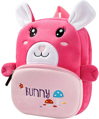 HappyChild Bunny Toddler Bag Plush Animal Cartoon Mini Bag for Baby Girl Boy 2-6 Years 10 L Backpack(Pink, White)