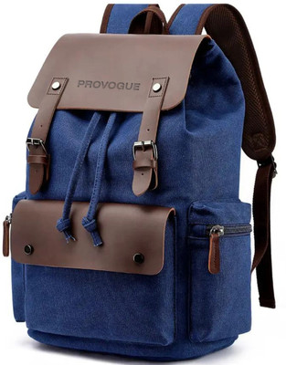PROVOGUE Canvas Travel Daypack Drawstring Backpack Flip Laptop Bag for Men Women 28 L Laptop Backpack(Blue)