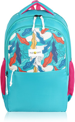 Miss & Chief Boys, Girls, Unisex Laptop Backpack, Waterproof School Bag - Teal Blue 34 L 34 L Backpack(Blue, Pink)
