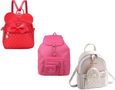 QUASHIMI COLLECTION BP-24-red-2in1+pnk-cmra+crm-kachua-pithu-cmbo 6 L Backpack(Red, Pink, White)