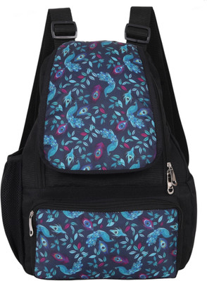 AIROZSS Trendy Peacock Floral Printed Backpack for Girls for School, College & Travel 15 L Backpack(Blue)