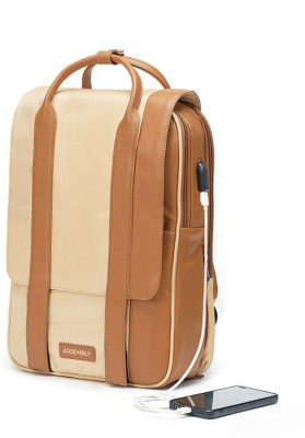 Assembly 15.6 Inches with USB Charging Port & Organiser Pockets - Echo 17 L Laptop Backpack(Beige)