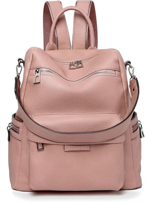 WomenBuzz Purse for Women Convertible Travel Vintage PU Leather Shoulder Bag 25 L Backpack(Pink)